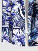 Chemise hawaïenne grande taille à imprimé feuilles d'hibiscus et feuilles tropicales, avec poches et boutons, pour homme - Bleu Ciel 2XL