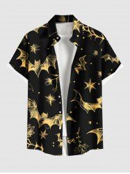 Chemise grande taille à imprimé galaxie et branches de chauve-souris pour homme, avec poches boutonnées, pour Halloween - Noir 6XL