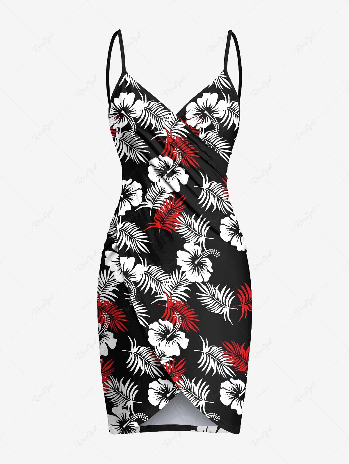Shops Plus Size Tropical Leaf Hibiscus Flower Print Hawaii Convertible Beach Cover Up  