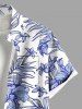 Ensemble chemise et barboteuse hawaïennes assorties, grande taille, tenue de plage, imprimé feuilles tropicales et hibiscus, pour couples - Bleu Ciel 