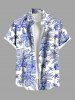 Ensemble chemise et barboteuse hawaïennes assorties, grande taille, tenue de plage, imprimé feuilles tropicales et hibiscus, pour couples - Bleu Ciel 