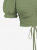 Foulard imprimé feuilles et fleurs d'hibiscus, grande taille, tenue de plage hawaïenne assortie pour couples - Vert 