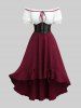 Plus Size Tie Ruffles Ruched Off The Shoulder Cinched High Low Dress With Corset Belt -  