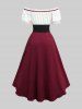 Plus Size Tie Ruffles Ruched Off The Shoulder Cinched High Low Dress With Corset Belt -  