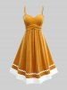 Plus Size Christmas Gingerbread Ruched Wave Line Trim Cami Dress With Fleece Trim Hooded Cape Cloak -  