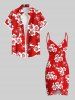 Plus Size Coconut Tree Hibiscus Flower Print Hawaii Convertible Beach Cover Up -  