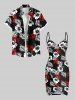 Plus Size Tropical Leaf Hibiscus Flower Print Hawaii Convertible Beach Cover Up -  