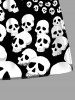Plus Size Spiral Skull Print Halloween Drawstring Pocket Beach Shorts For Men -  