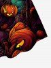 Plus Size Halloween Pumpkin Lantern Moon Tree Print Tank Dress -  