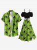 Jupe trapèze fendue grande taille à imprimé toile d'araignée et insectes pour Halloween - Vert S