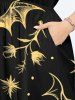 Plus Size Bat Branch Galaxy Print Halloween Split Pocket A Line Midi Dress -  