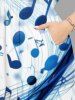 Plus Size Ombre Music Symbol Print Hawaii Split Pocket A Line Midi Dress -  