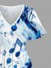 Plus Size Ombre Music Symbol Print Hawaii Split Pocket A Line Midi Dress -  