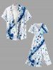 Plus Size Ombre Music Symbol Print Hawaii Split Pocket A Line Midi Dress -  