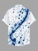 Chemise hawaïenne grande taille à imprimé symbole musical ombré et poches boutonnées pour homme - Blanc M