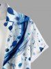 Chemise hawaïenne grande taille à imprimé symbole musical ombré et poches boutonnées pour homme - Blanc XL