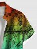Chemise hawaïenne grande taille à imprimé branches d'arbres ombré et poches boutonnées pour homme - Multi-A 5XL