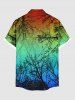 Chemise hawaïenne grande taille à imprimé branches d'arbres ombré et poches boutonnées pour homme - Multi-A 5XL
