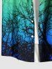 Chemise hawaïenne grande taille à imprimé branches d'arbres ombré et poches boutonnées pour homme - Multi-A 5XL