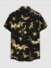 Chemise grande taille à imprimé galaxie et branches de chauve-souris pour homme, avec poches boutonnées, pour Halloween - Noir XL