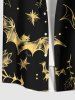 Chemise grande taille à imprimé galaxie et branches de chauve-souris pour homme, avec poches boutonnées, pour Halloween - Noir 5XL