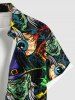 Chemise d'Halloween grande taille à imprimé citrouille et yeux de sorcier pour homme - Noir XL