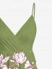 Robe camisole hawaïenne à imprimé fleurs et feuilles grande taille - Vert XXS