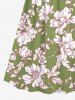 Robe camisole hawaïenne à imprimé fleurs et feuilles grande taille - Vert XXS