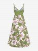 Robe camisole hawaïenne à imprimé fleurs et feuilles grande taille - Vert XXS