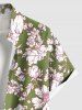 Plus Size Flowers Leaf Print Buttons Pocket Hawaii Shirt For Men -  