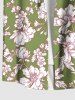 Plus Size Flowers Leaf Print Buttons Pocket Hawaii Shirt For Men -  