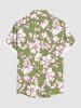 Plus Size Flowers Leaf Print Buttons Pocket Hawaii Shirt For Men -  