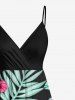Robe camisole hawaïenne grande taille à imprimé feuilles tropicales et fleurs d'hibiscus - Rose clair XS