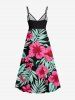 Robe camisole hawaïenne grande taille à imprimé feuilles tropicales et fleurs d'hibiscus - Rose clair XS