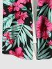 Chemise hawaïenne grande taille à imprimé feuilles tropicales et fleurs d'hibiscus, avec poches et boutons, pour homme - Noir 5XL
