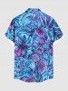 Chemise hawaïenne grande taille à imprimé fleurs d'hibiscus, feuilles et escargots, avec poches et boutons, pour homme - Bleu Ciel 5XL