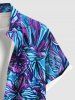 Chemise hawaïenne grande taille à imprimé fleurs d'hibiscus, feuilles et escargots, avec poches et boutons, pour homme - Bleu Ciel 5XL