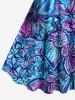 Robe débardeur hawaïenne grande taille à imprimé fleurs d'hibiscus, feuilles et escargots - Bleu Ciel XXS