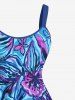 Robe débardeur hawaïenne grande taille à imprimé fleurs d'hibiscus, feuilles et escargots - Bleu Ciel XS