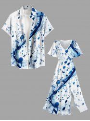 Ombre Music Symbol Print Plus Size Matching Hawaii Beach Outfit For Couples -  