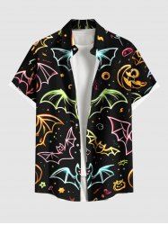 Chemise d'Halloween grande taille à imprimé chauve-souris et galaxie pour homme - Noir M