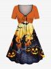 Halloween Moon Pumpkin Bat Print Plus Size Matching Outfit For Couples -  