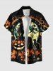 Halloween Pumpkin Wizard Cat Maple Leaf Moon Print Plus Size Matching Outfit For Couples -  