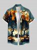 Halloween Moon Pumpkin Bat Trees Cross Castle Print Plus Size Matching Outfit For Couples -  