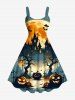 Halloween Moon Pumpkin Bat Trees Cross Castle Print Plus Size Matching Outfit For Couples -  