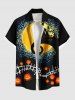 Peinture à l'huile imprimée représentant un arbre, une lune et une citrouille pour Halloween, tenue assortie grande taille pour couples - Noir 