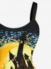 Peinture à l'huile imprimée représentant un arbre, une lune et une citrouille pour Halloween, tenue assortie grande taille pour couples - Noir 