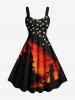 Halloween Stars Cat Wizard Bat Print Plus Size Matching Outfit For Couples -  