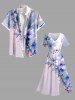 Flowers Leaf Paint Splatter Print Plus Size Matching Hawaii Beach Outfit For Couples -  