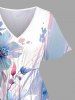 Flowers Leaf Paint Splatter Print Plus Size Matching Hawaii Beach Outfit For Couples -  